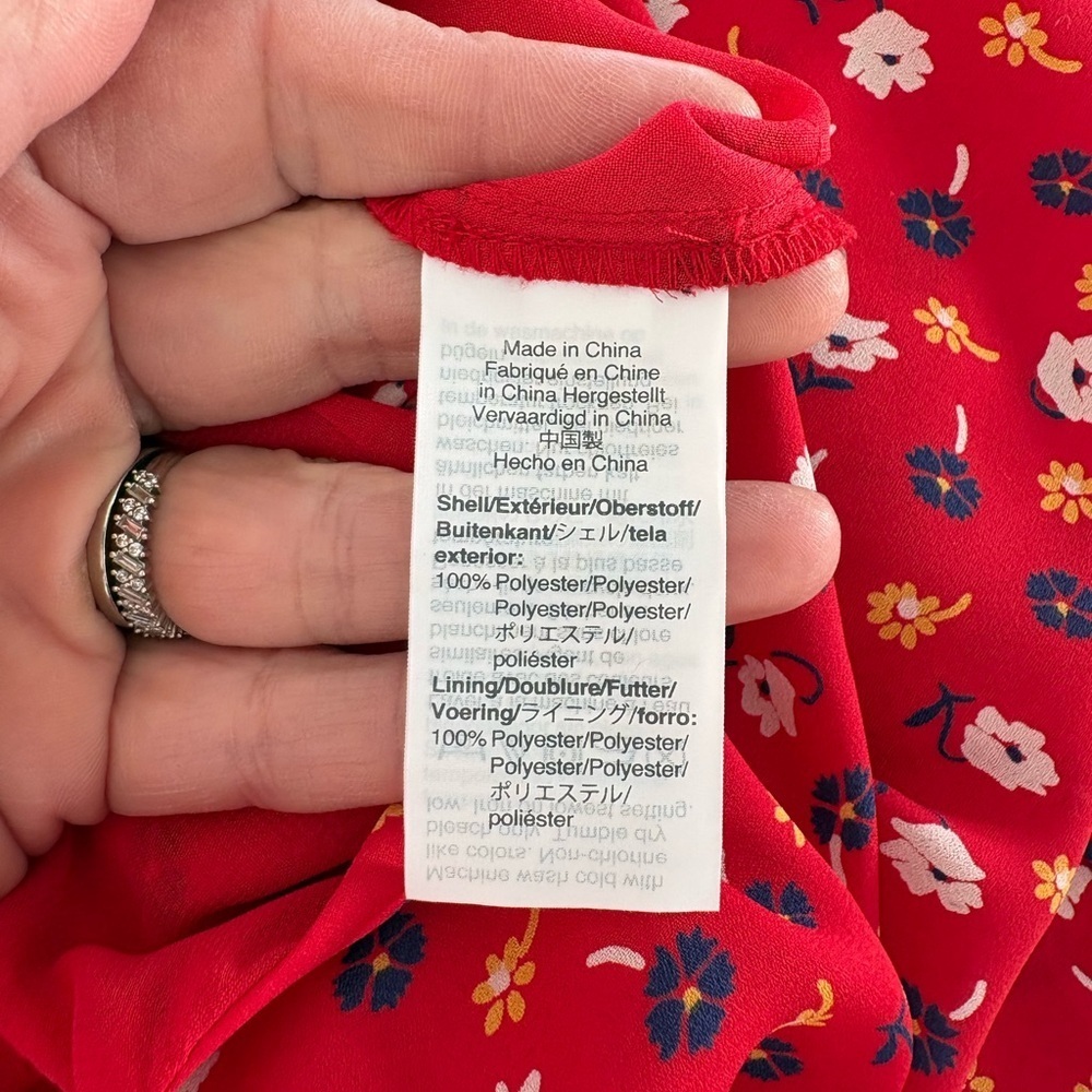 Madewell Red Floral Wide Leg Cami Jumpsuit with Pockets SZ 2 - Picture 12 of 16
